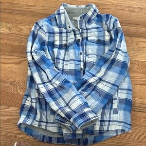 L.L. Bean Boys Blue Plaid Button-Front Shirt Jacket